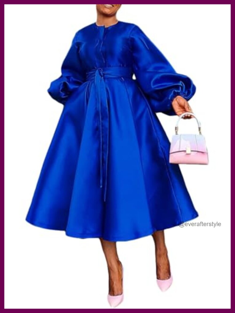 Women Satin A Line Maxi Dress Long Sleeve Button Down Formal
